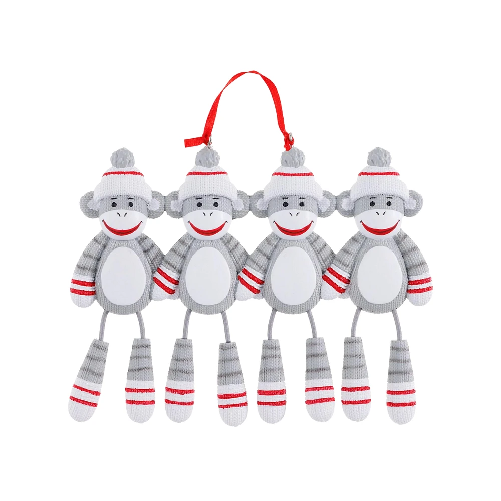 Sock Monkey Family of 4 Ornament