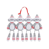 Sock Monkey Family of 4 Ornament