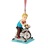 Spin Bike Boy Ornament