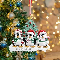 Winter Penguin Family of Ornament