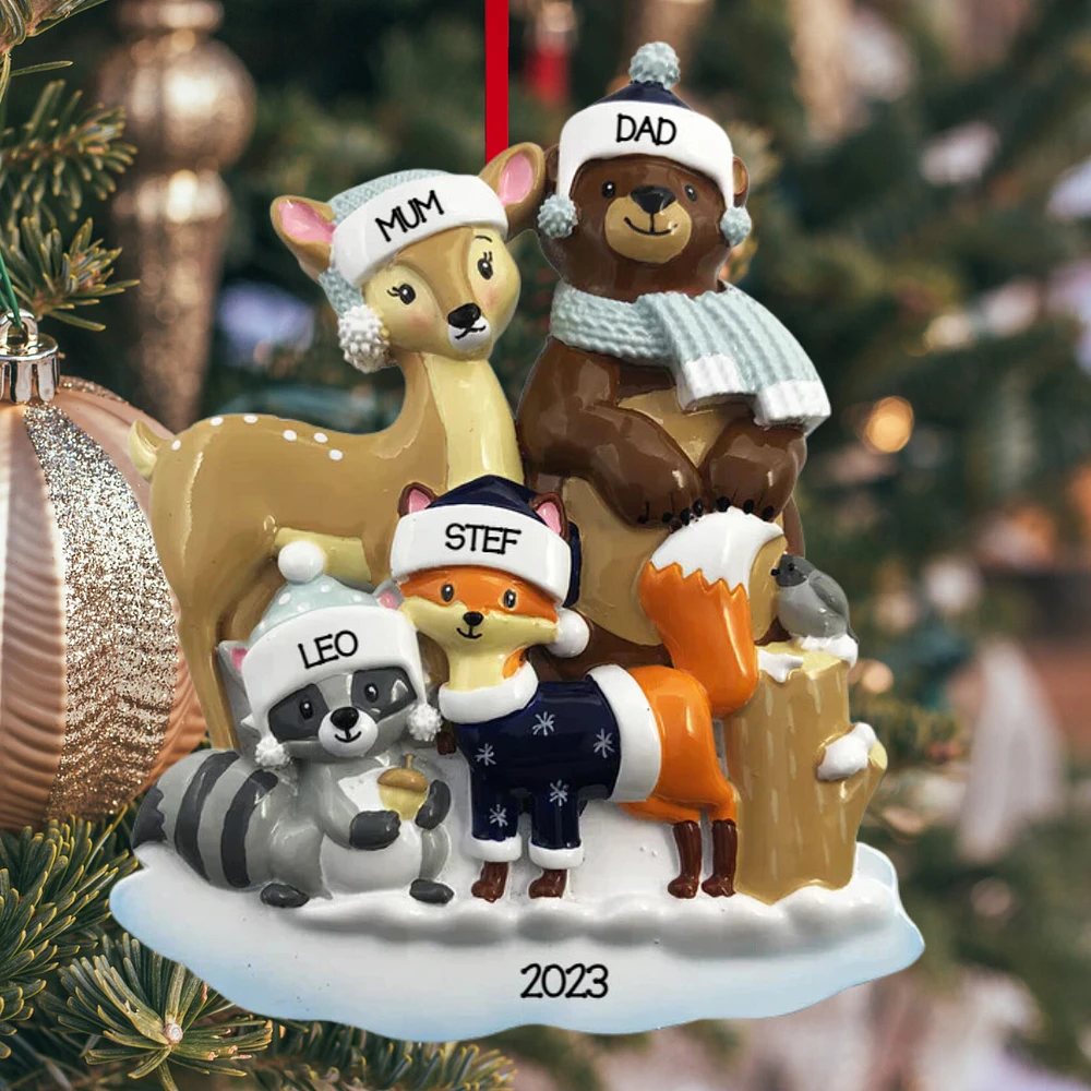 Woodland Family of 4 Ornament