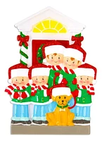 Family of 5 with Dog Ornament
