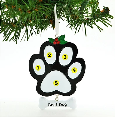 Best Dog Paw - Black Ornament