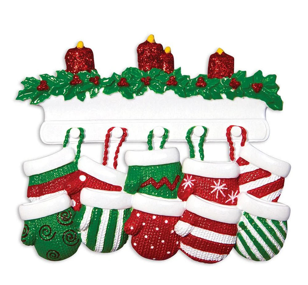 Mitten Family of 10 Ornament