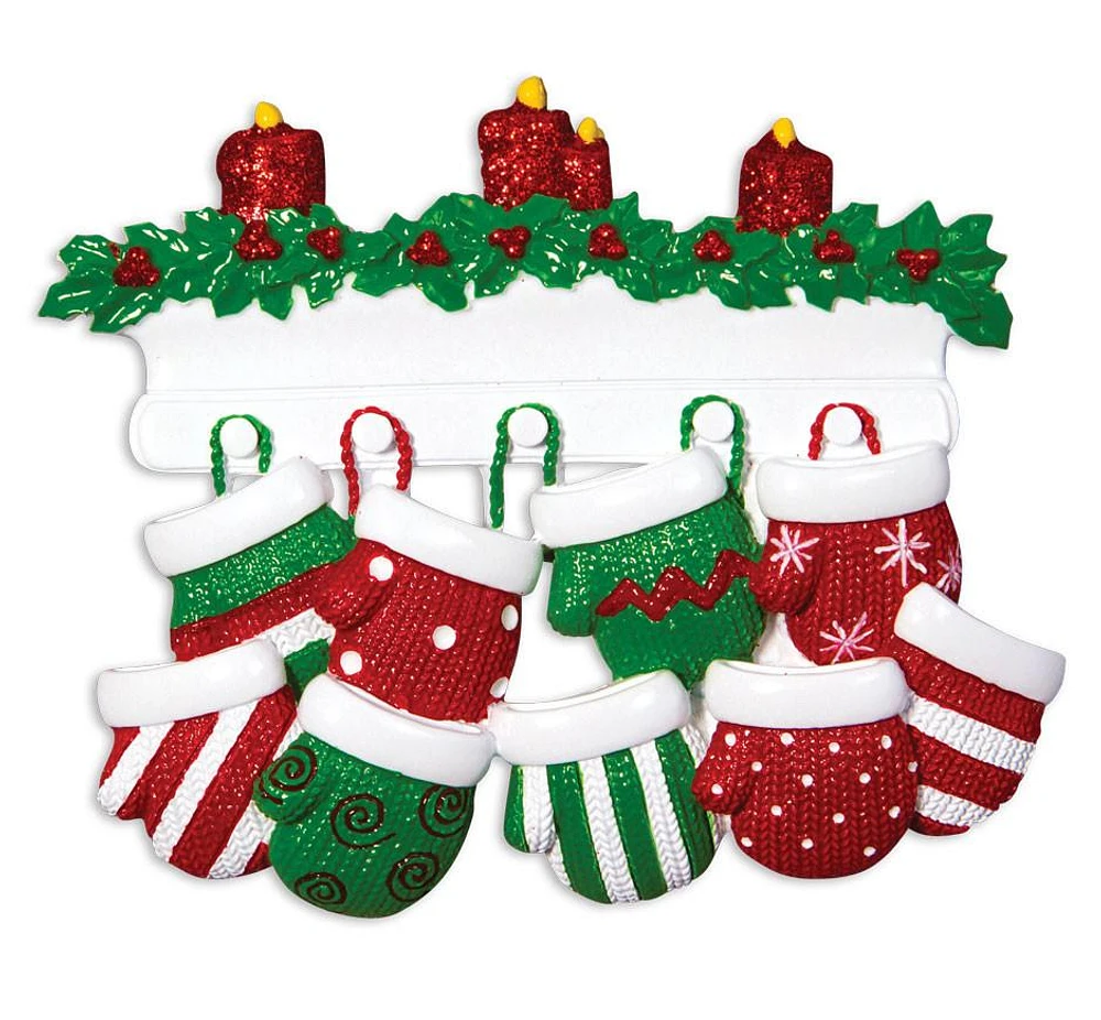 Mitten Family of 9 Ornament