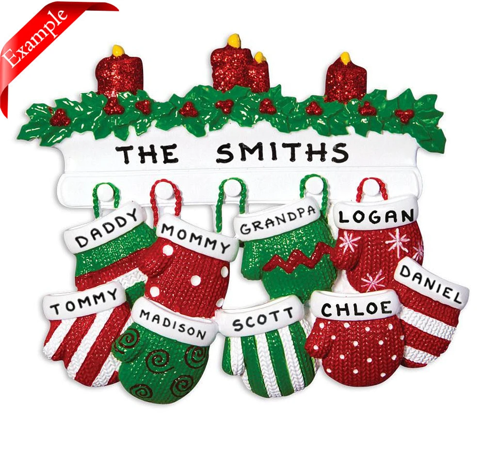Mitten Family of 9 Ornament