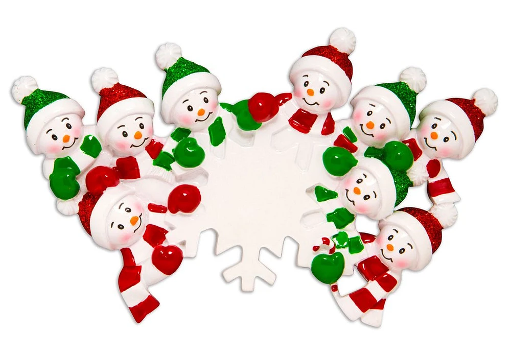 Snowman Snowflake Family of Ornament