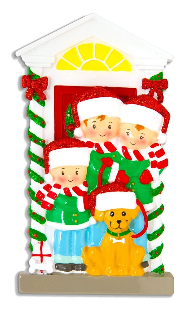 Family of 3 w/ Dog Ornament