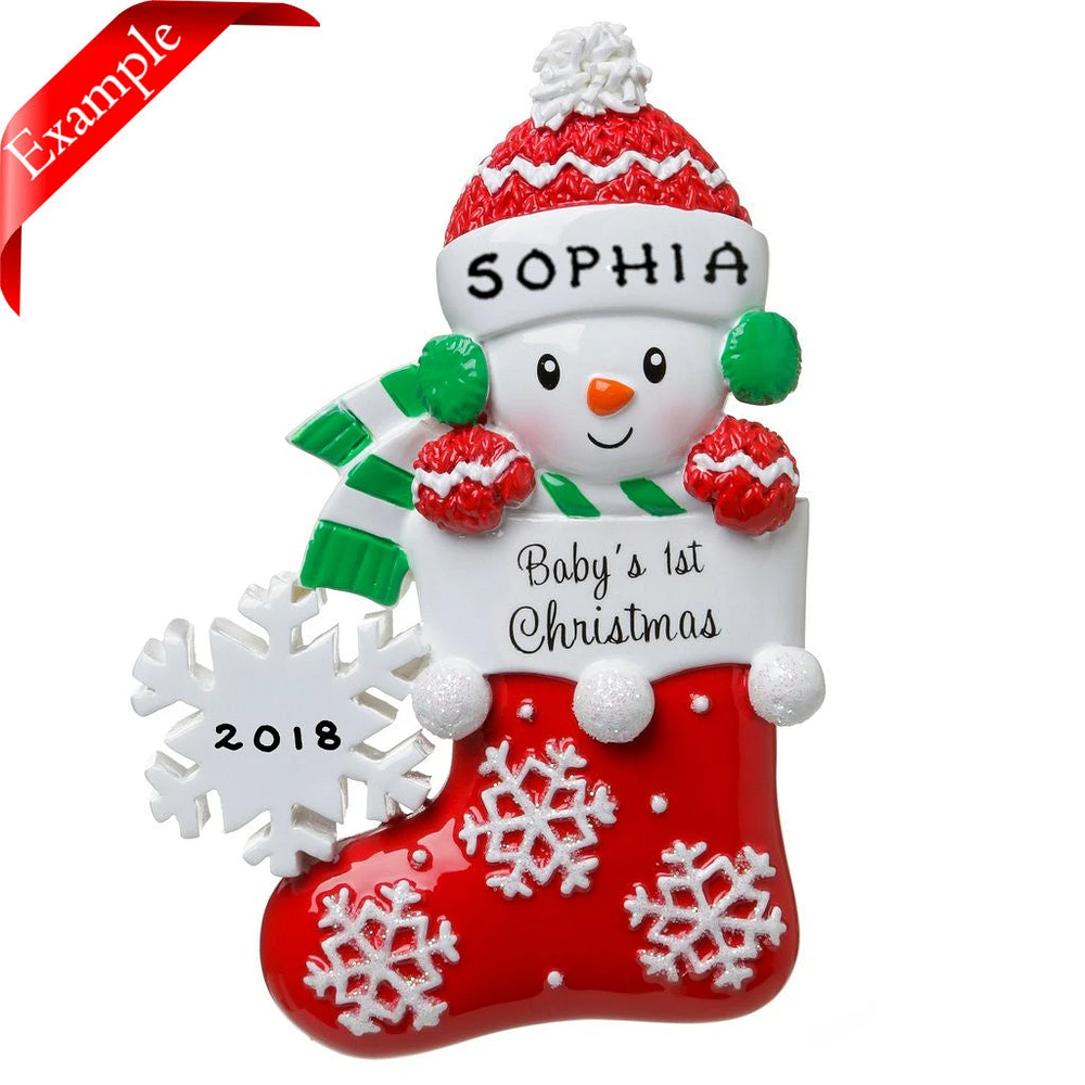 Snow baby in Stocking - Red Ornament