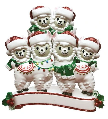 Llama Family of 6  Ornament