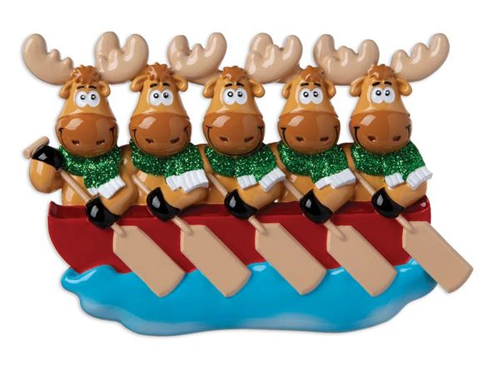 Canoe Moose Family of 5 Ornament