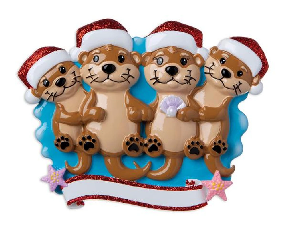 Otter family of 4 Ornament