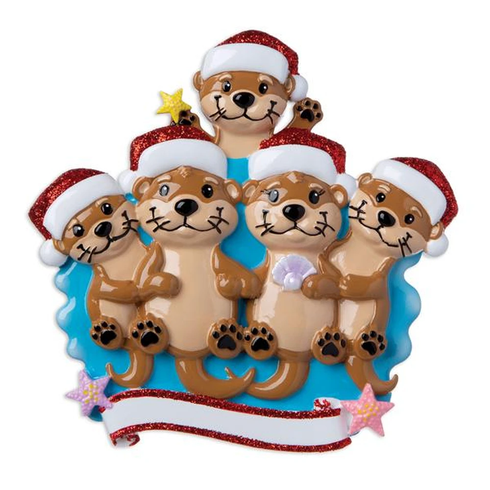 Otter family of 5 Ornament