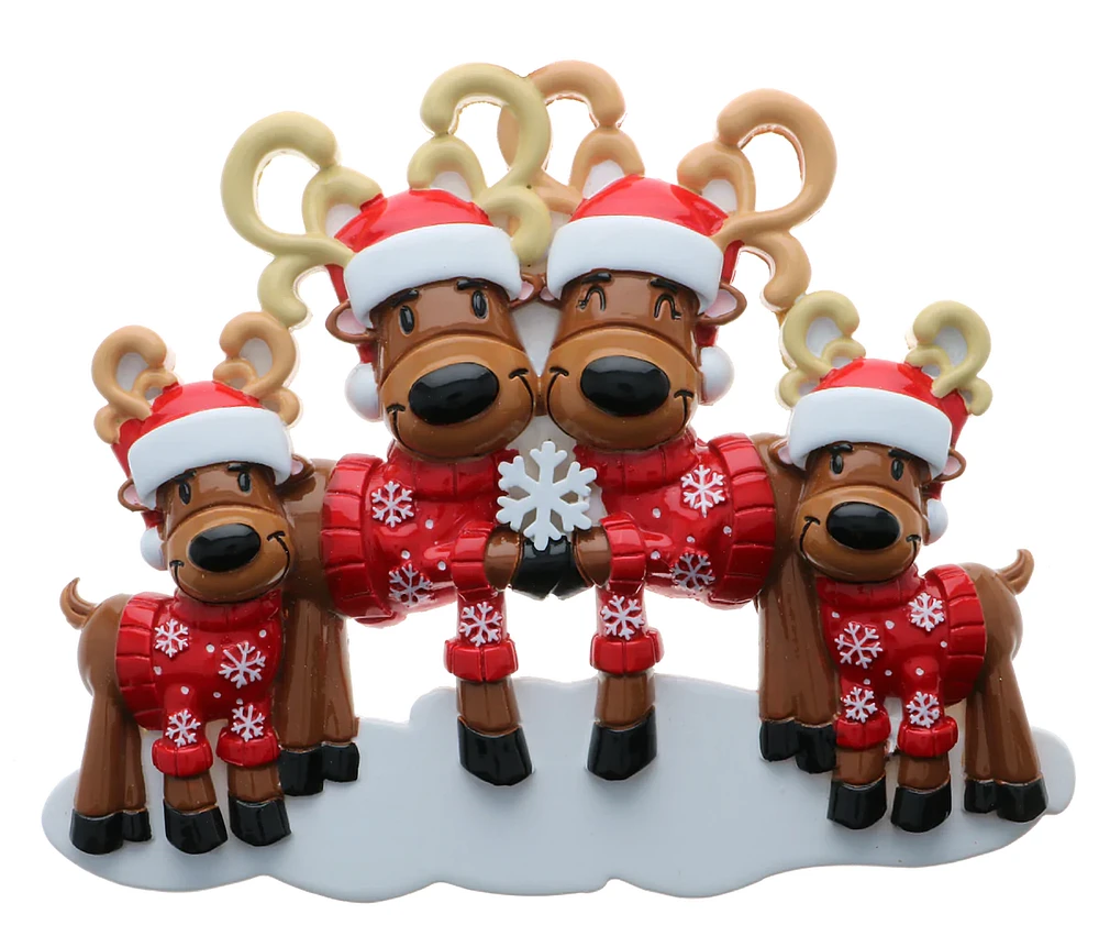 Mr & Mrs Reindeer Family of 4 Ornament