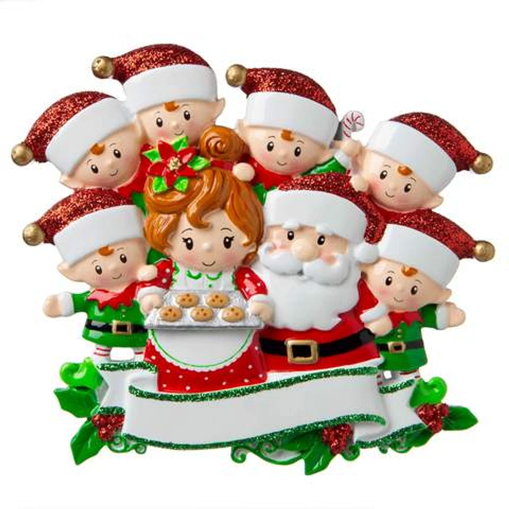 Mr & Mrs Claus family of 8 Ornament