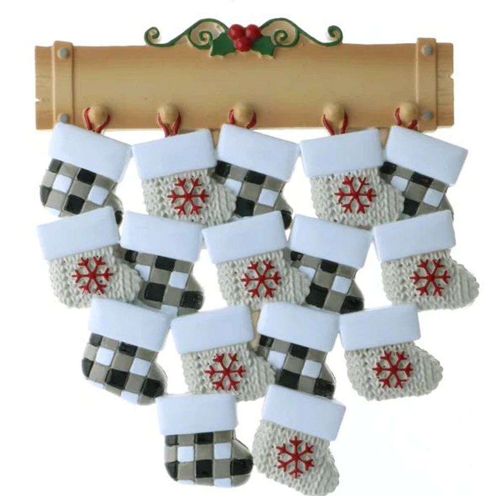 Mantle with Stockings Personalized Christmas Ornament