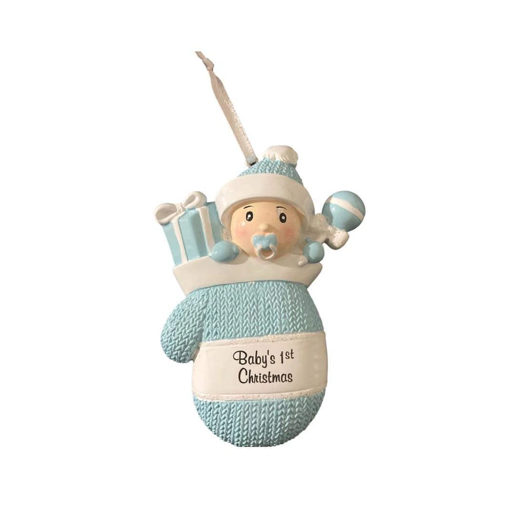 Baby Boy in Mitt Ornament