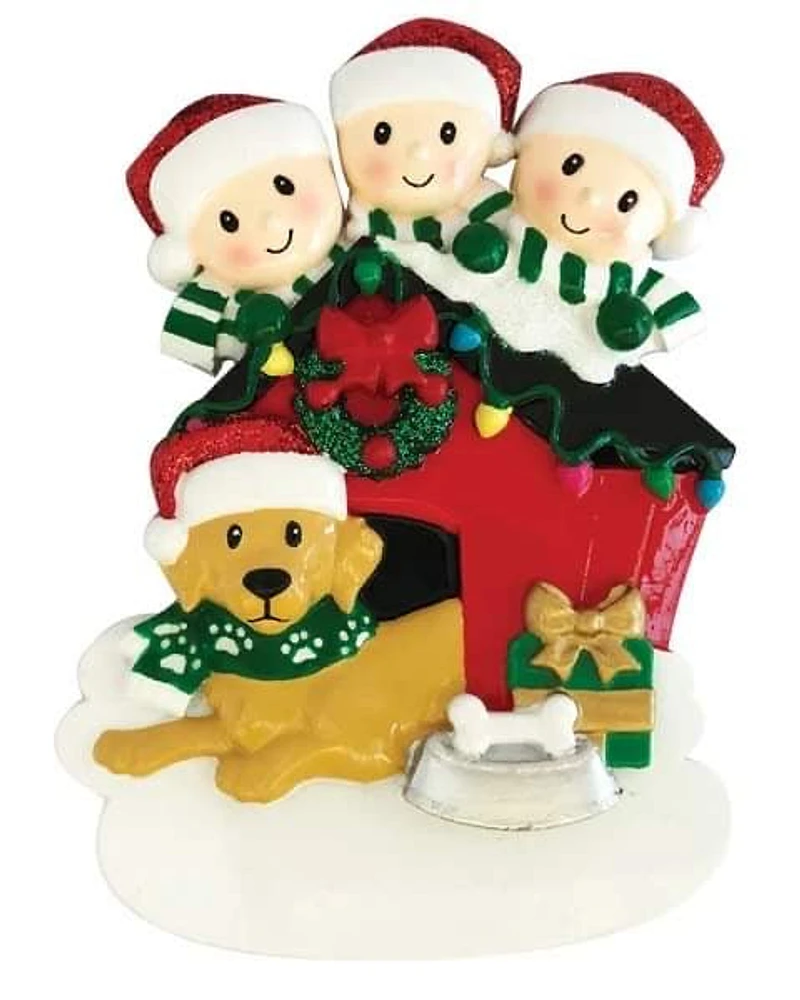 Christmas with Dog Family of 3 Ornament