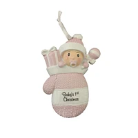 Baby Girl in Mitt Ornament