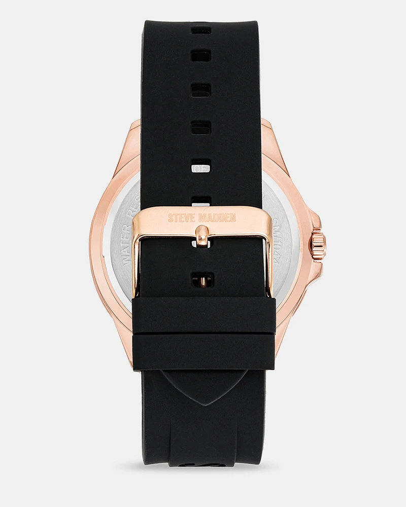 RUBBERIZED ENAMEL CASE WATCH ROSE GOLD MULTI