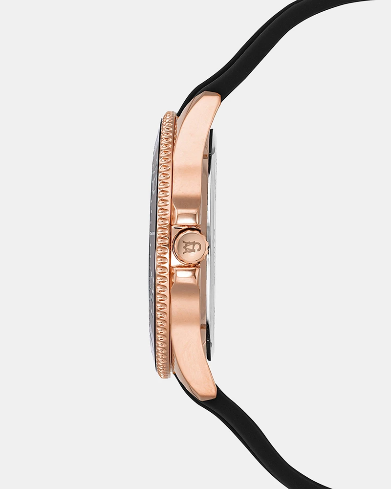 RUBBERIZED ENAMEL CASE WATCH ROSE GOLD MULTI