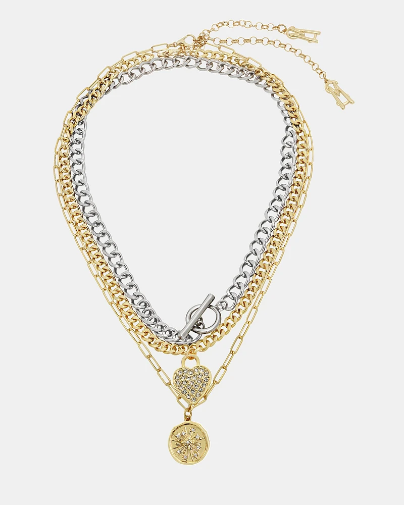 CHARM MULTI STRAND NECKLACE GOLD MULTI