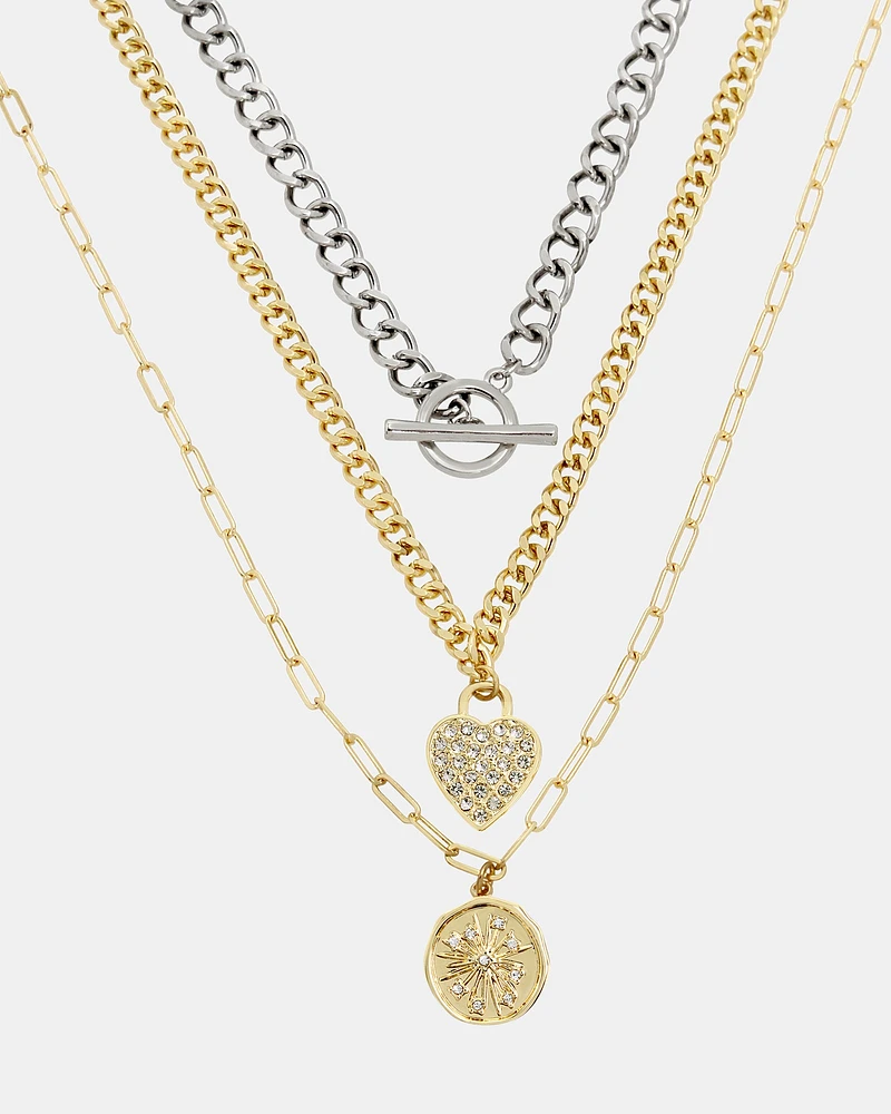 CHARM MULTI STRAND NECKLACE GOLD MULTI
