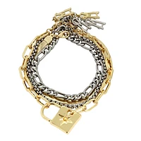 LOCK LINK MULTI STRAND BRACELET GOLD MULTI