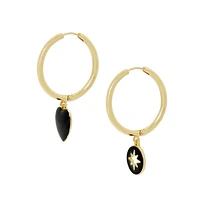 HEART STAR HOOP EARRINGS GOLD MULTI