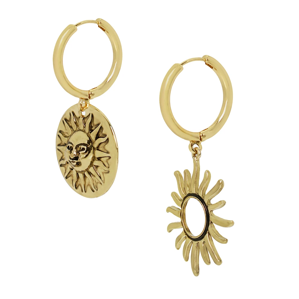 SUN BURST HOOP EARRINGS GOLD