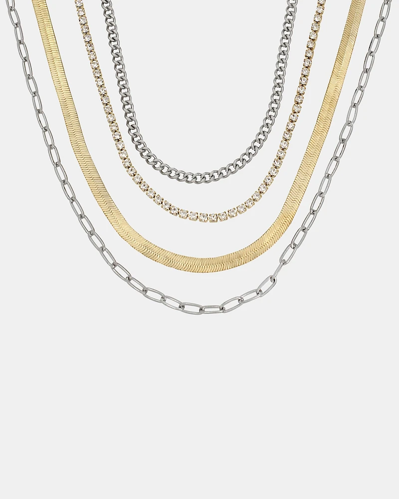 MULTI STRAND CHUNKY NECKLACE GOLD MULTI