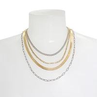 MULTI STRAND CHUNKY NECKLACE GOLD MULTI