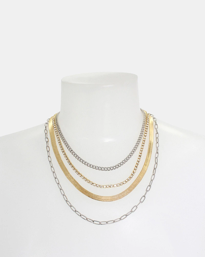 MULTI STRAND CHUNKY NECKLACE GOLD MULTI