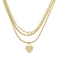 HEART CHARM MULTI STRAND NECKLACE GOLD