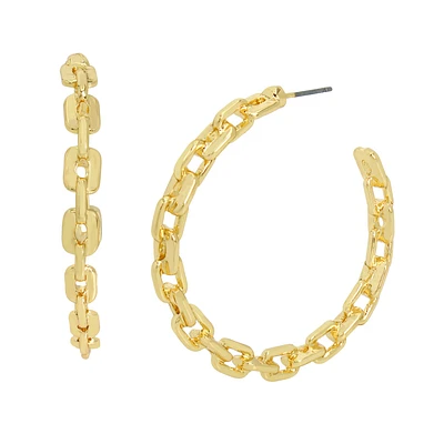 CHAIN HOOP EARRINGS GOLD