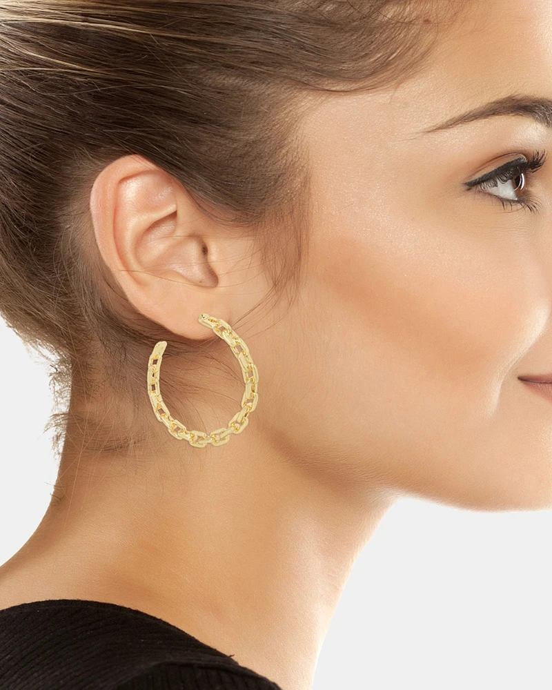 CHAIN HOOP EARRINGS GOLD