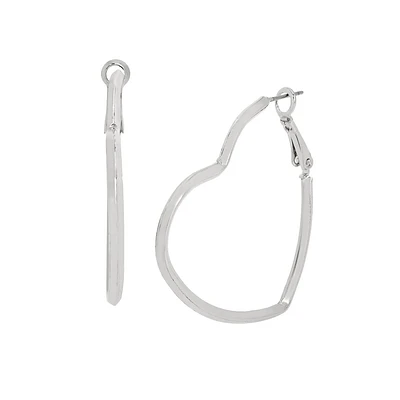 HEART SHAPED HOOP EARRINGS SILVER