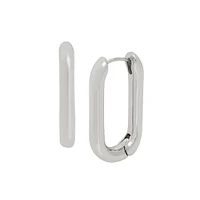 CURVED U-LINK HOOP EARRINGS SILVER