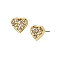 PAVE HEART EARRINGS GOLD