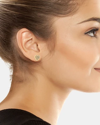 PAVE HEART EARRINGS GOLD