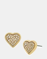 PAVE HEART EARRINGS GOLD