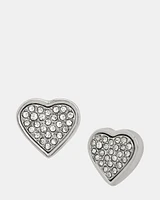 PAVE HEART EARRINGS SILVER