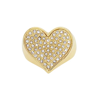 PAVE HEART RING GOLD