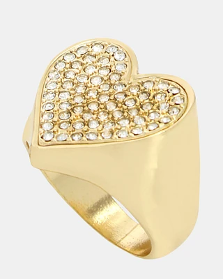 PAVE HEART RING GOLD