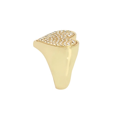 PAVE HEART RING GOLD