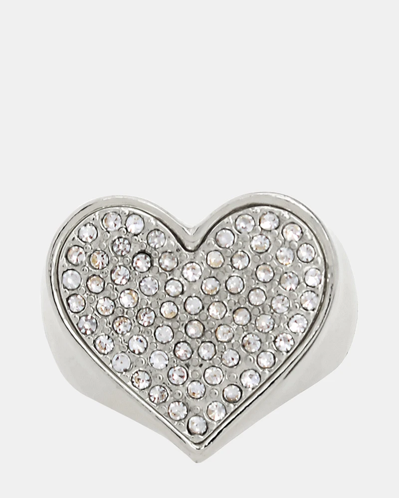 PAVE HEART RING SILVER