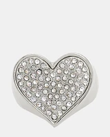 PAVE HEART RING SILVER