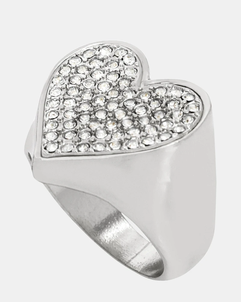 PAVE HEART RING SILVER
