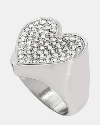 PAVE HEART RING SILVER