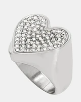 PAVE HEART RING SILVER